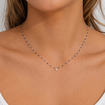 Navy Enamel Beaded Necklace