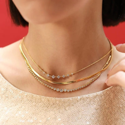 Graduated CZ Station Necklace