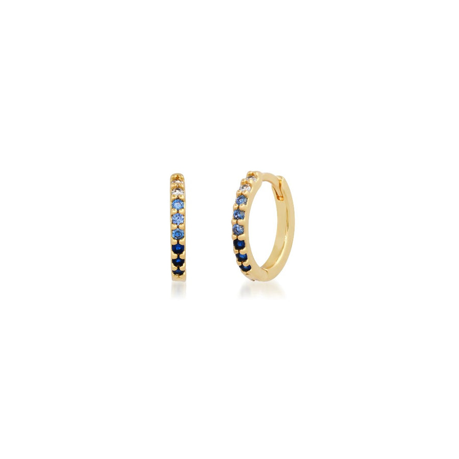 Ombre Pave Blue CZ Huggie Hoops