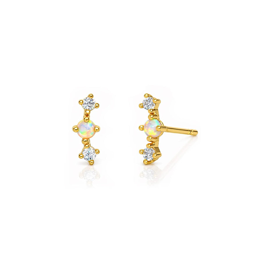 Opal & CZ Mini Climber Earrings