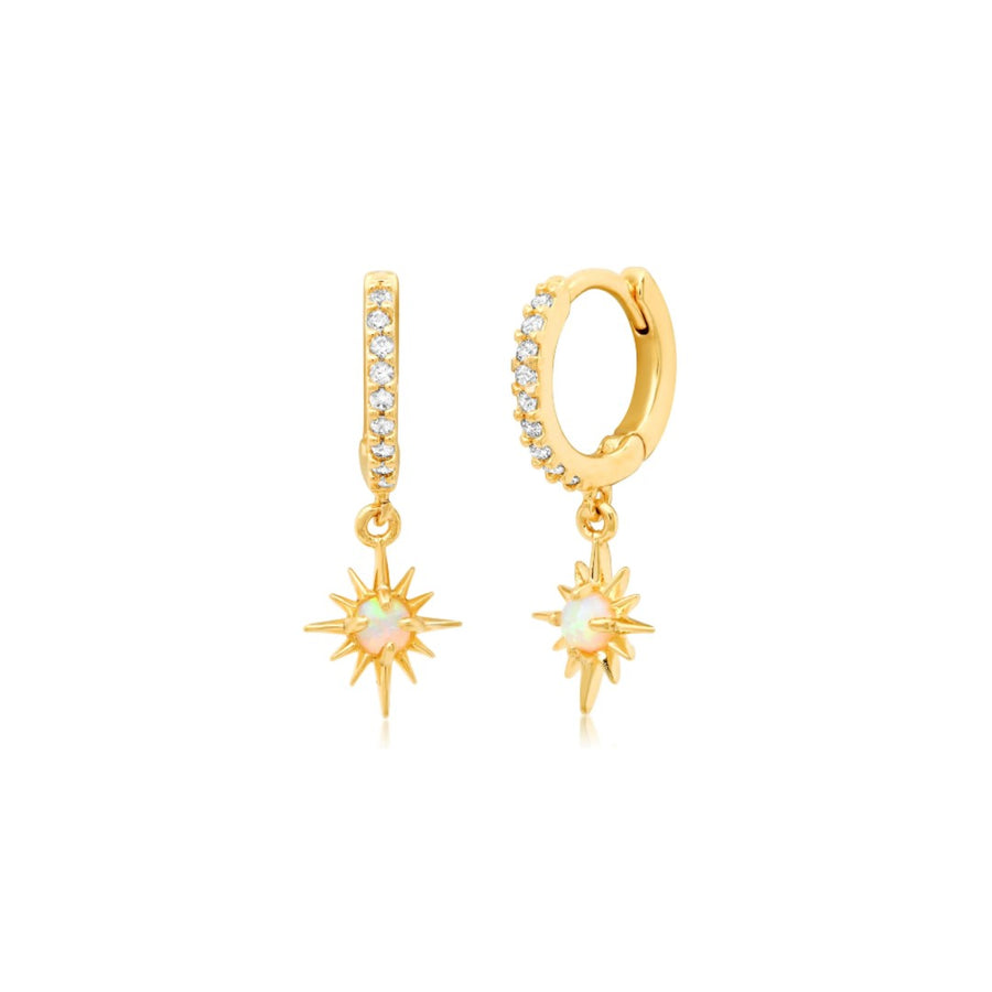 Opal Starburst Dangle Huggie Hoops