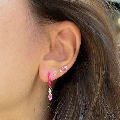 Mini Round Opal Stud Earrings