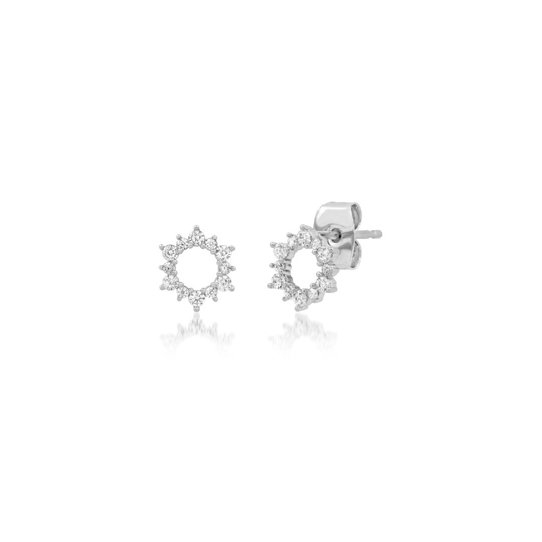 Open Circle Flower Stud Earrings