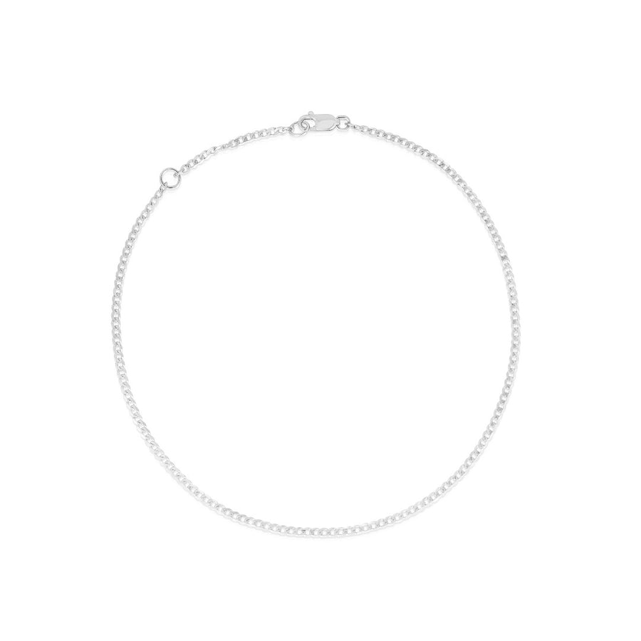 Open Curb Chain Anklet in White Gold