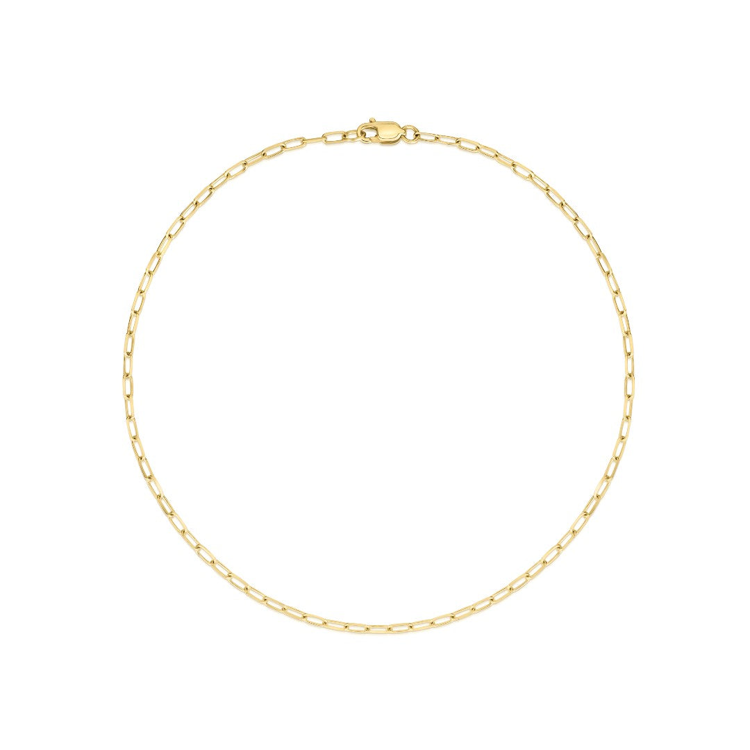 Paperclip Chain Anklet in Yellow Gold