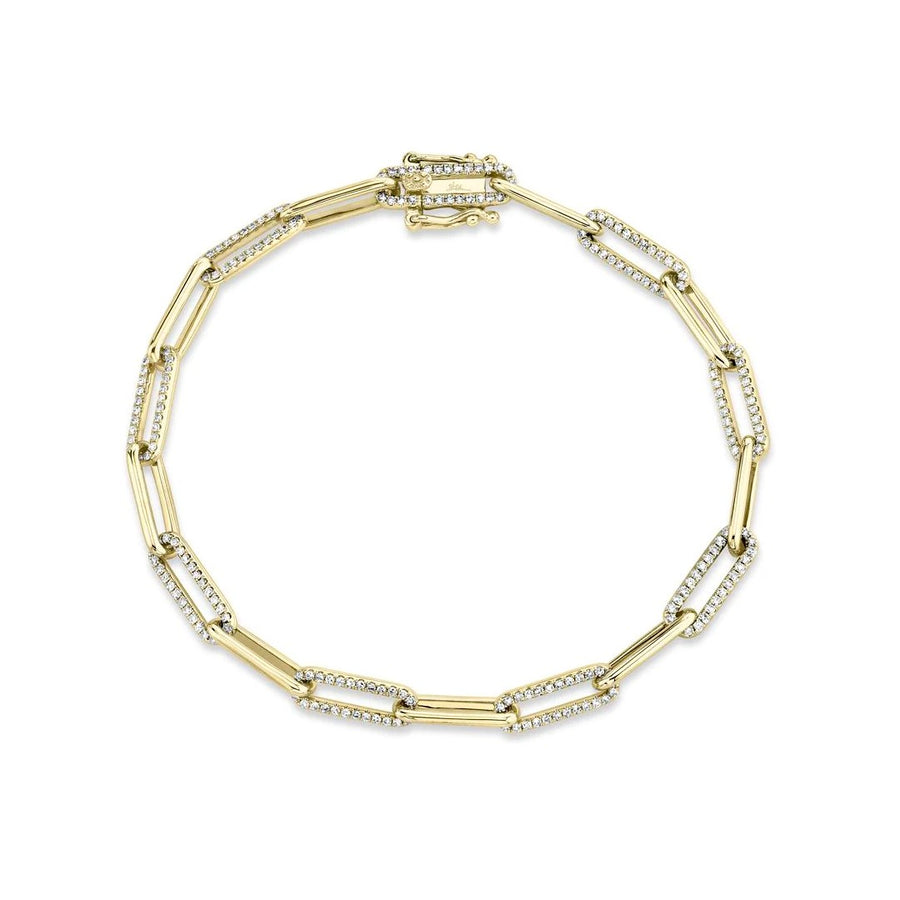 Shy Creation Paperclip Chain Bracelet with Diamond Links