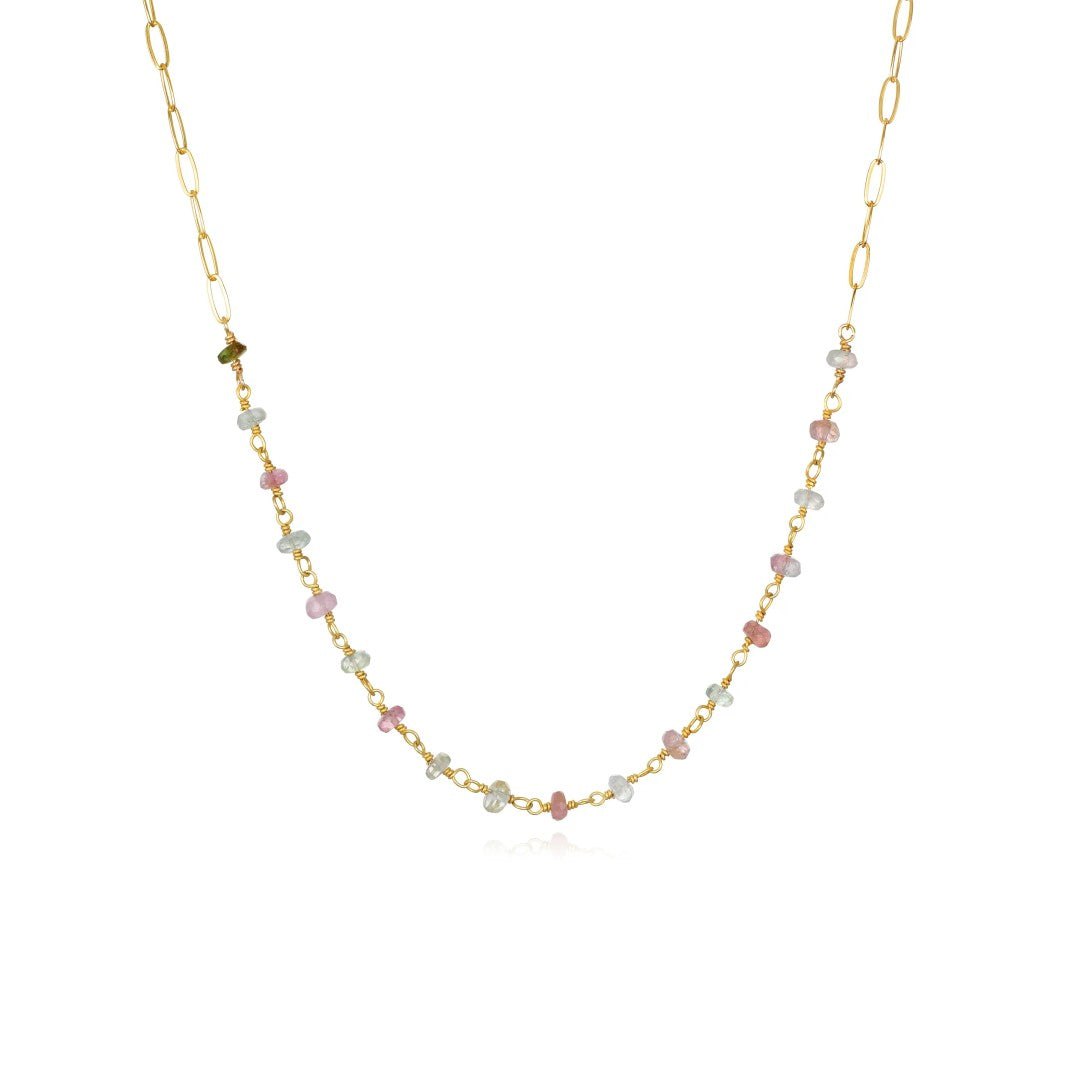 Pastel Tourmaline Paperclip Chain Necklace