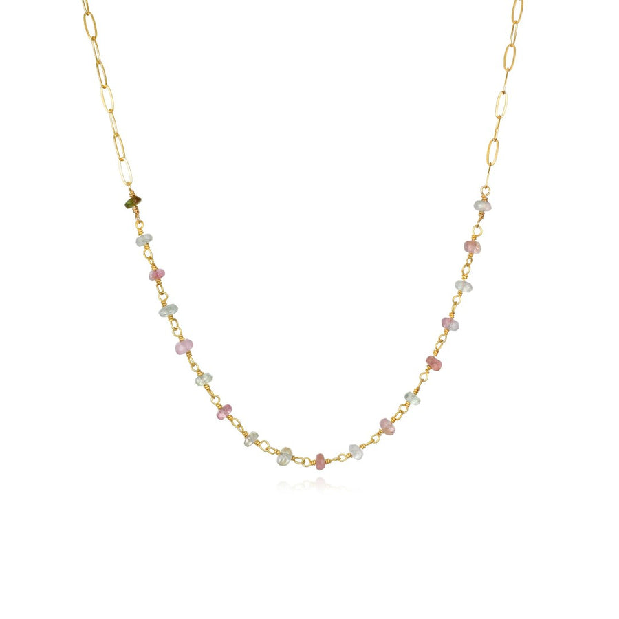 Pastel Tourmaline Paperclip Chain Necklace