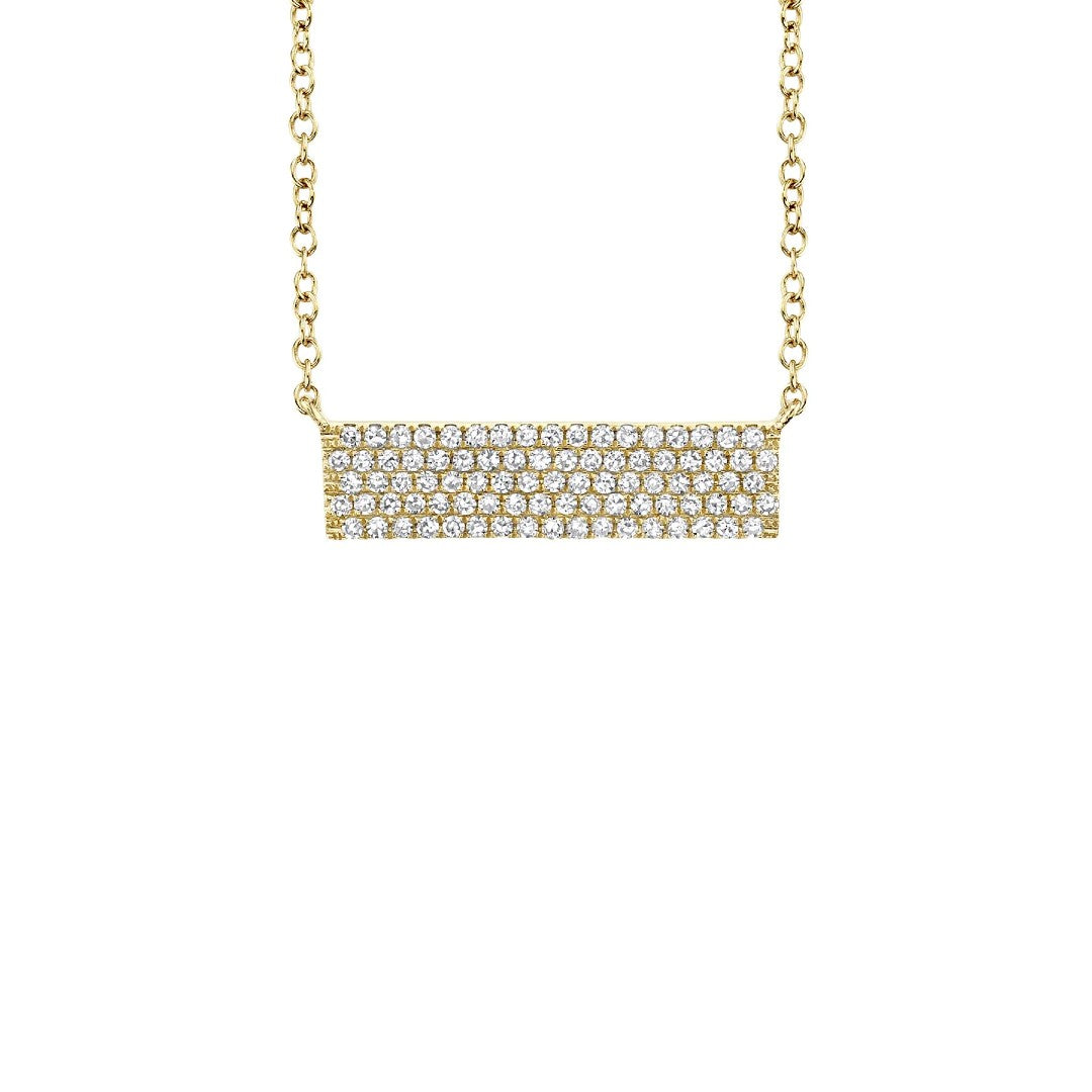 Shy Creation Pave Diamond Bar Necklace