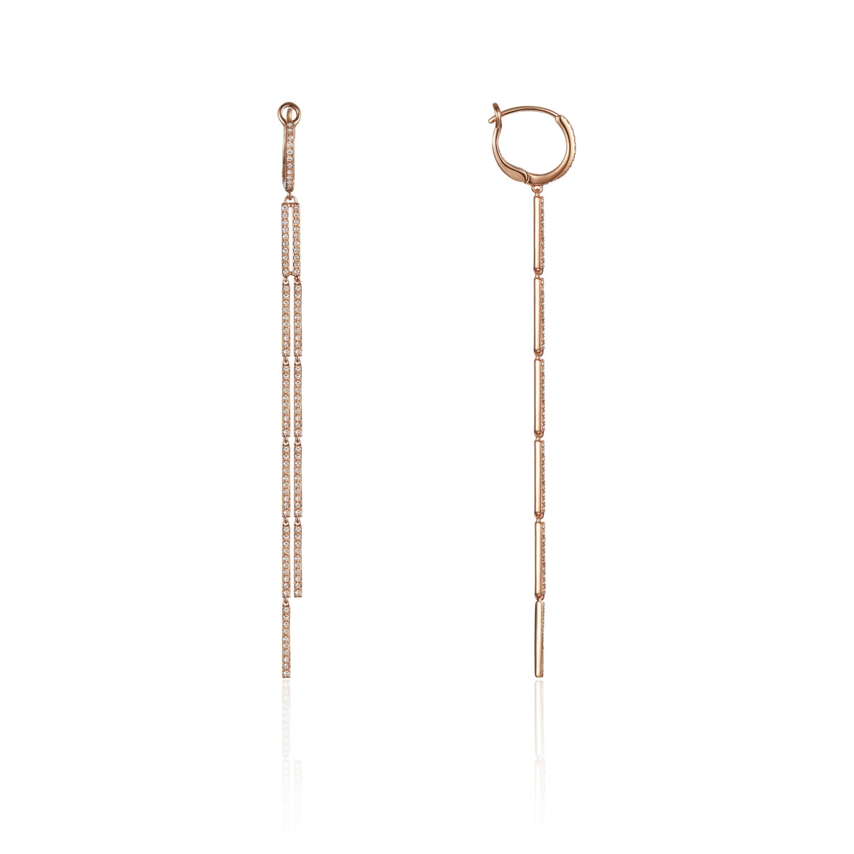 Pave Diamond Stick Drop Earrings