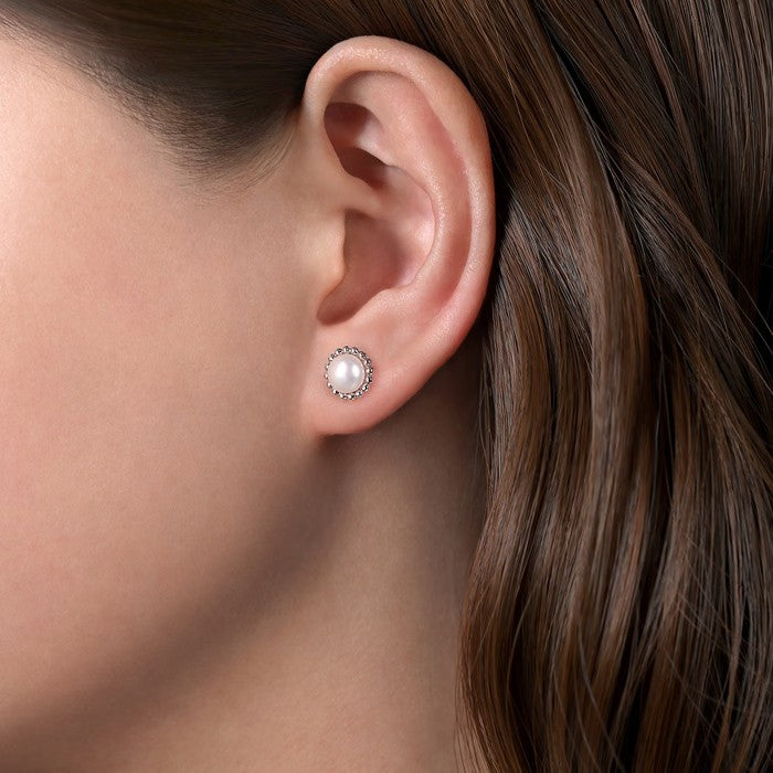 Gabriel & Co. Round Pearl Bujukan Stud Earrings