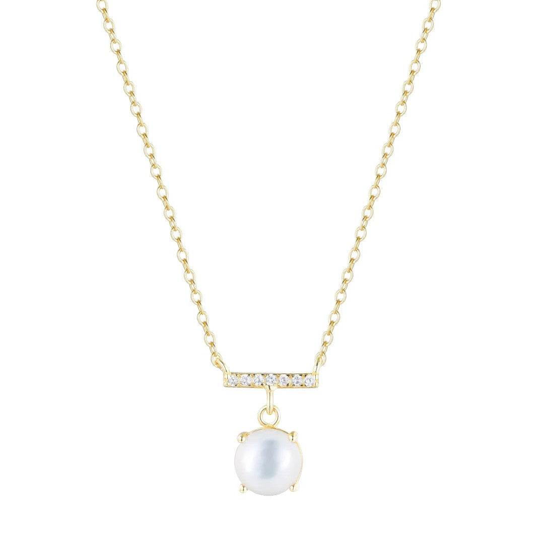 Gemstone Solitaire & Crystal Bar Necklace