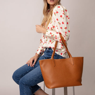 Gigi NY Pebble Leather Teddie Tote Bag