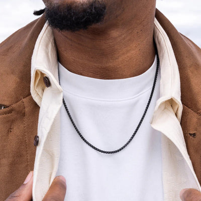 Pig & Hen Black Steel Box Chain Necklace
