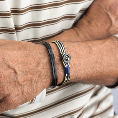 Pig & Hen Don Dino Navy - Lemon | Black Men's Bracelet