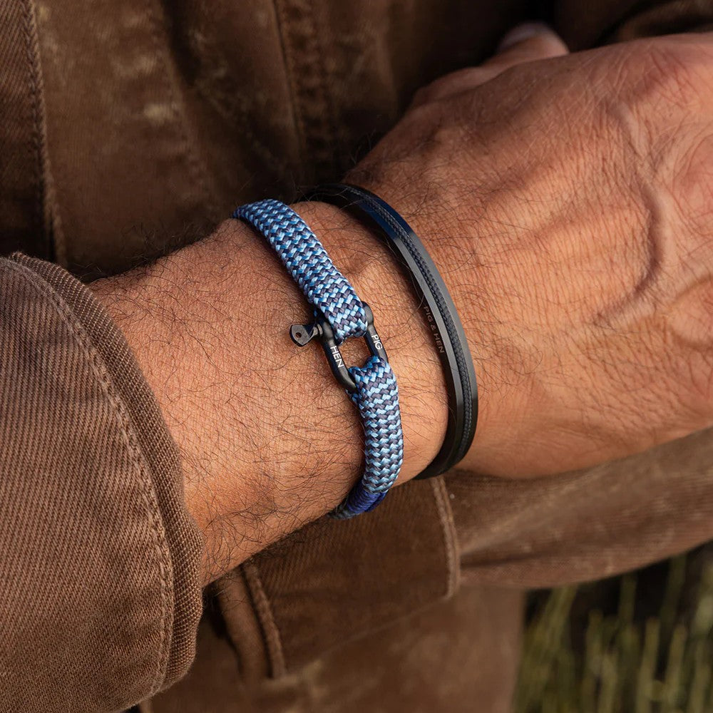 Pig & Hen Vicious Vik Steel Blue - Slate Gray | Black Men's Bracelet