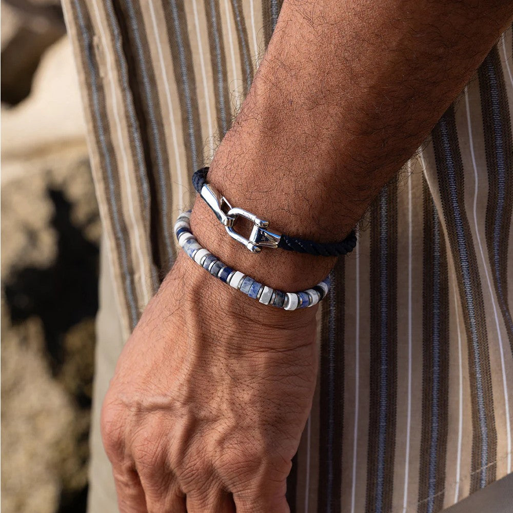 Pig & Hen Lobster Larry Navy | Silver Men's Bracelet