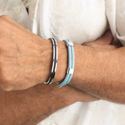 Pig & Hen Little Lewis DBL Summer Blue - Stone Gray | Silver Men's Bracelet