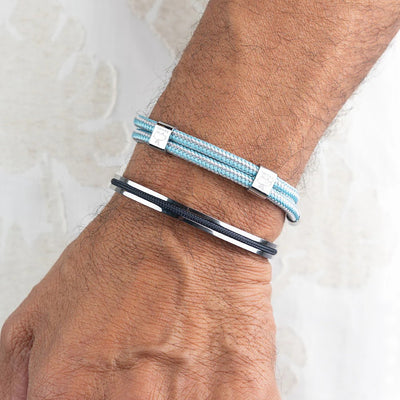 Pig & Hen Little Lewis DBL Summer Blue - Stone Gray | Silver Men's Bracelet