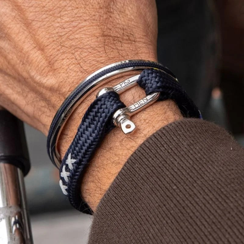 Pig & Hen Sharp Simon COA Navy | Silver Men's Bracelet