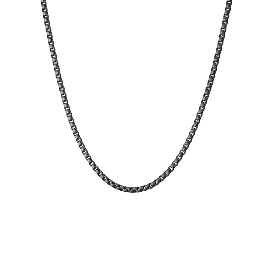 Pig & Hen Black Steel Box Chain Necklace