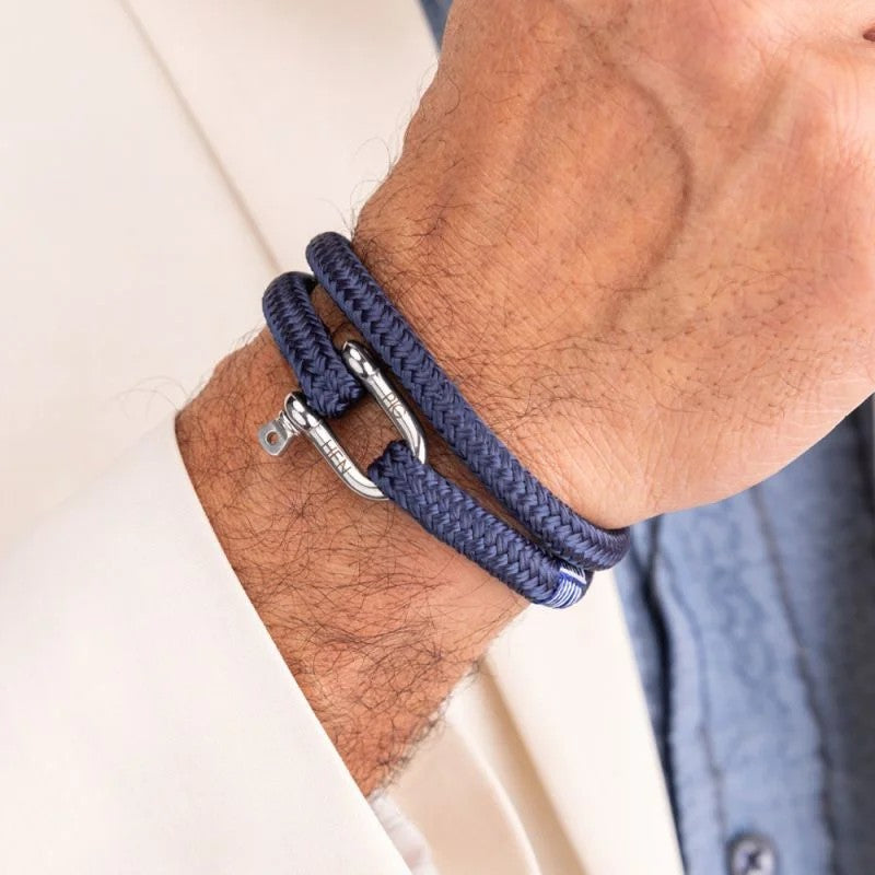 Pig & Hen Salty Steve Navy | Silver Men's Bracelet