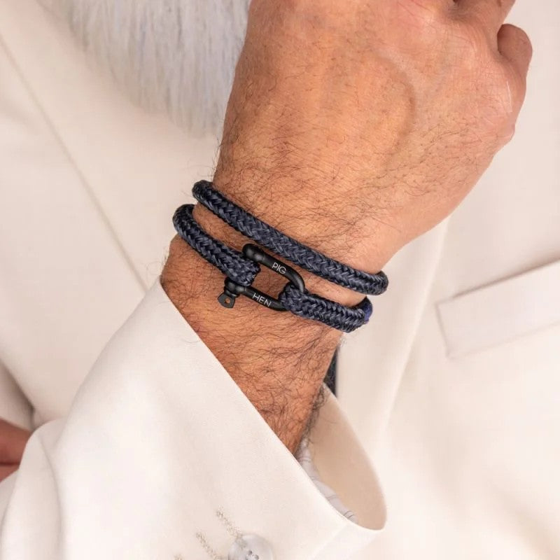 Pig & Hen Salty Steve Navy - Slate Gray | Black Men's Bracelet
