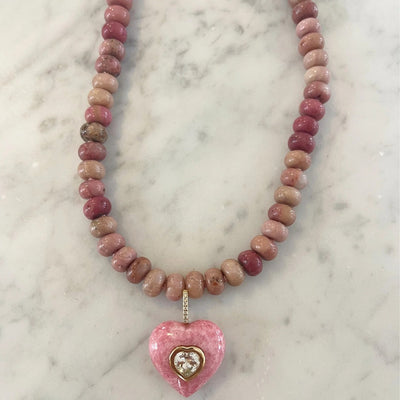 Kate Collins Pink Rhodochrosite Rondelle Bead Necklace