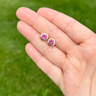 Jane Taylor Pink Tourmaline Chubby Bezel Studs