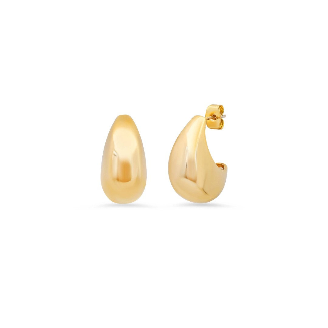Puffy Teardrop Gold Hoops