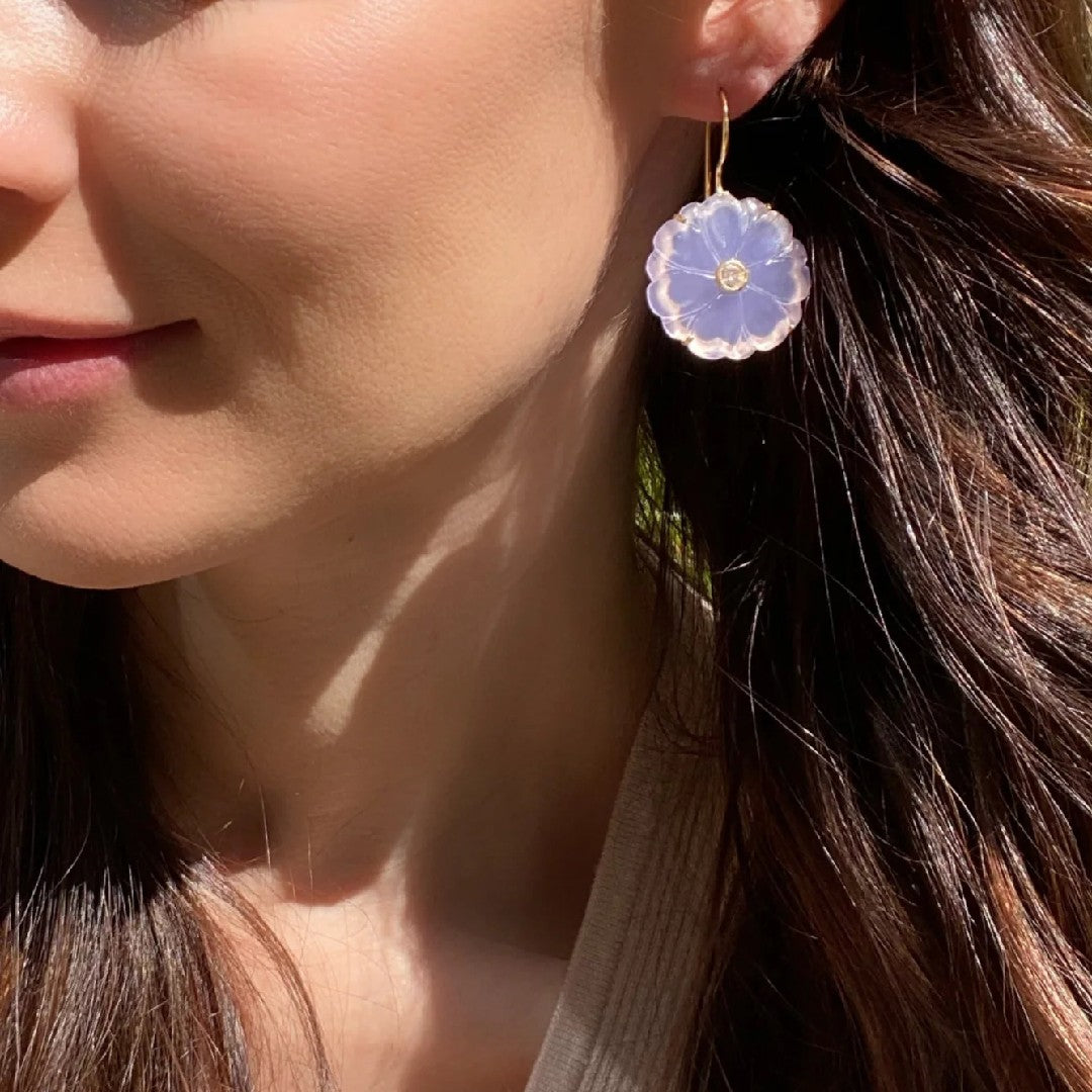 Sky Blue Quartz Magnolia Earrings