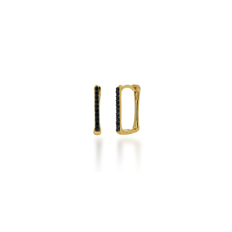 Rachel Reid Black Diamond Square Huggie Earrings