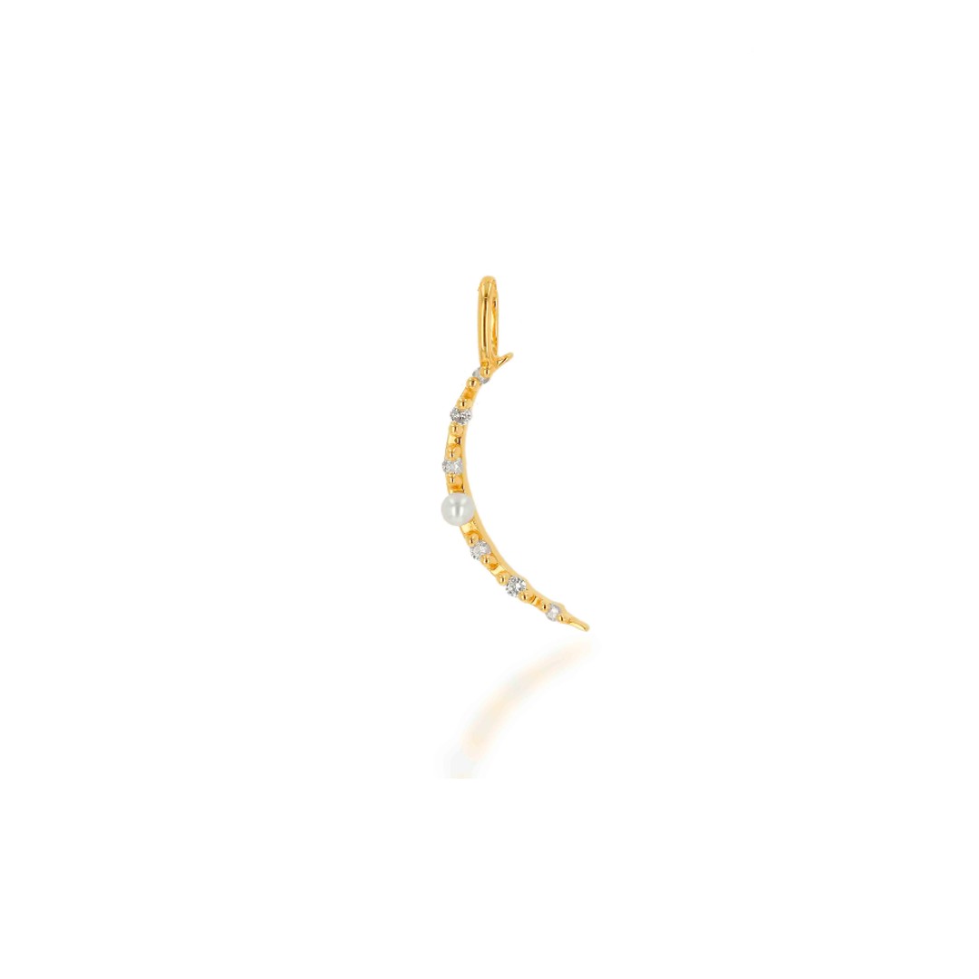 Rachel Reid Diamond and Pearl Crescent Moon Charm