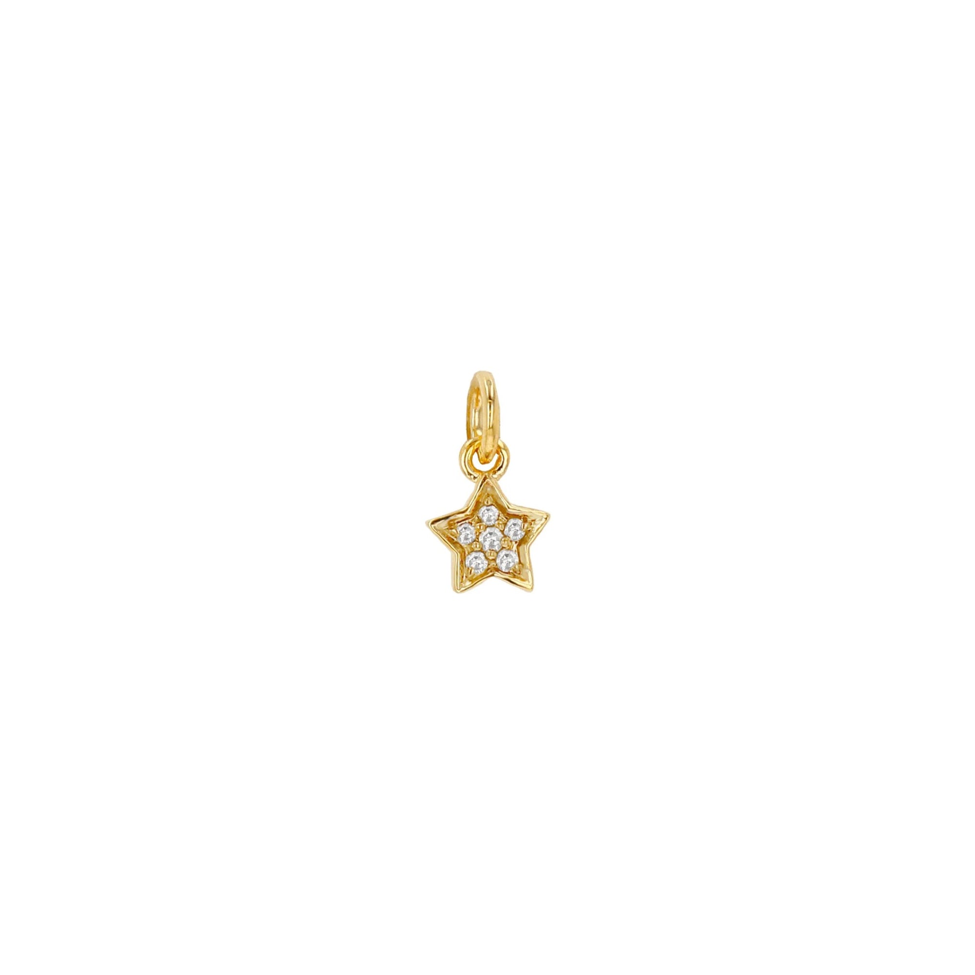 gold star charm with diamonds on white background