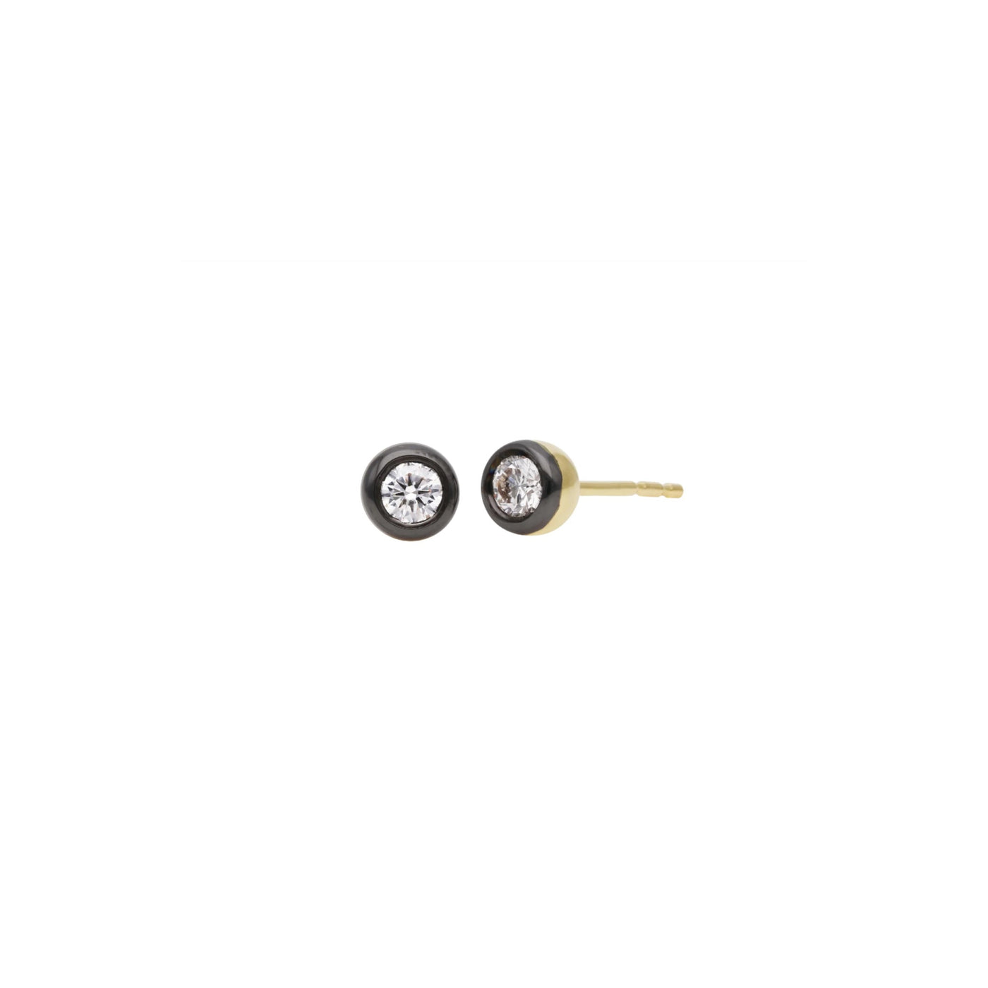 Rachel Reid Diamond Stud Earrings with Black Rhodium