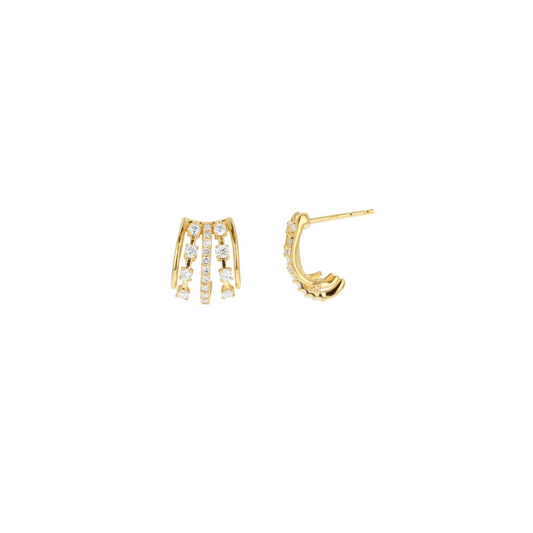 Rachel Reid Five Row Diamond Huggie Hoops