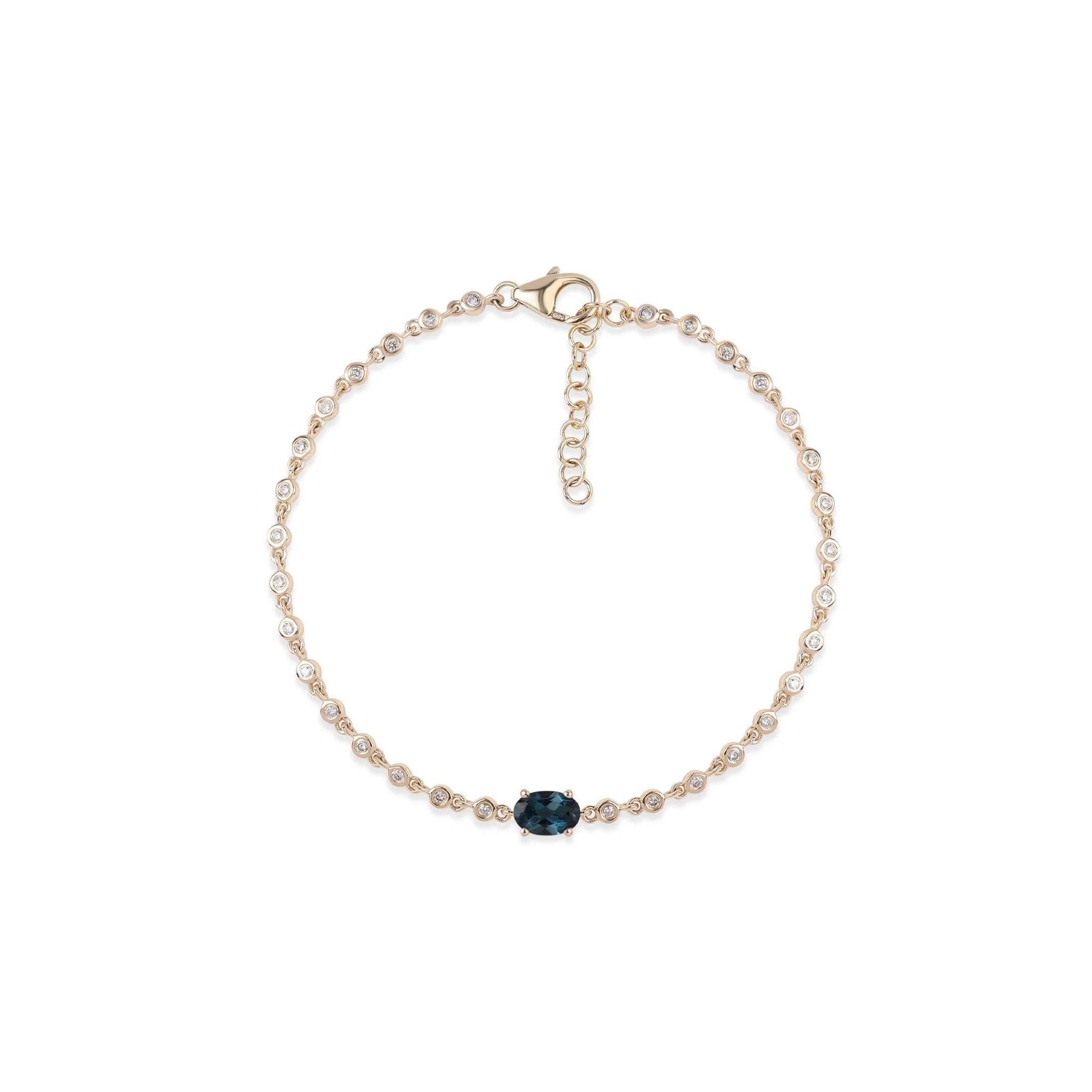Rachel Reid London Blue Topaz Mini Diamond Bezel Bracelet