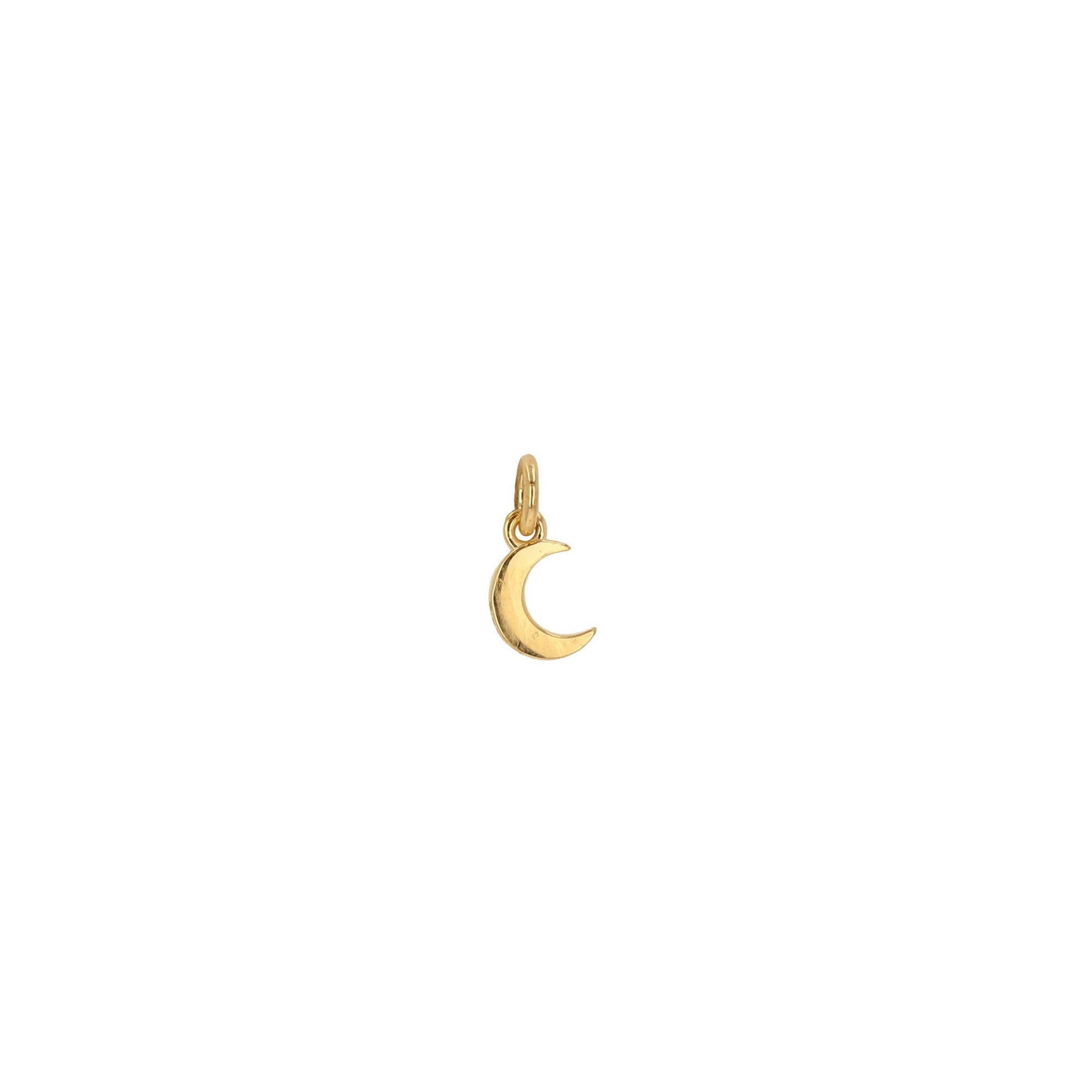 gold crescent moon charm on white background