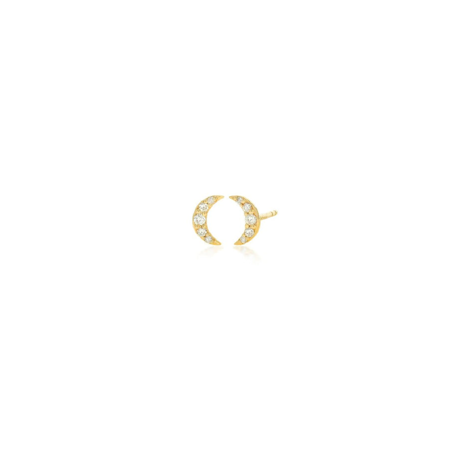 Rachel Reid Diamond Crescent Moon Stud Earrings