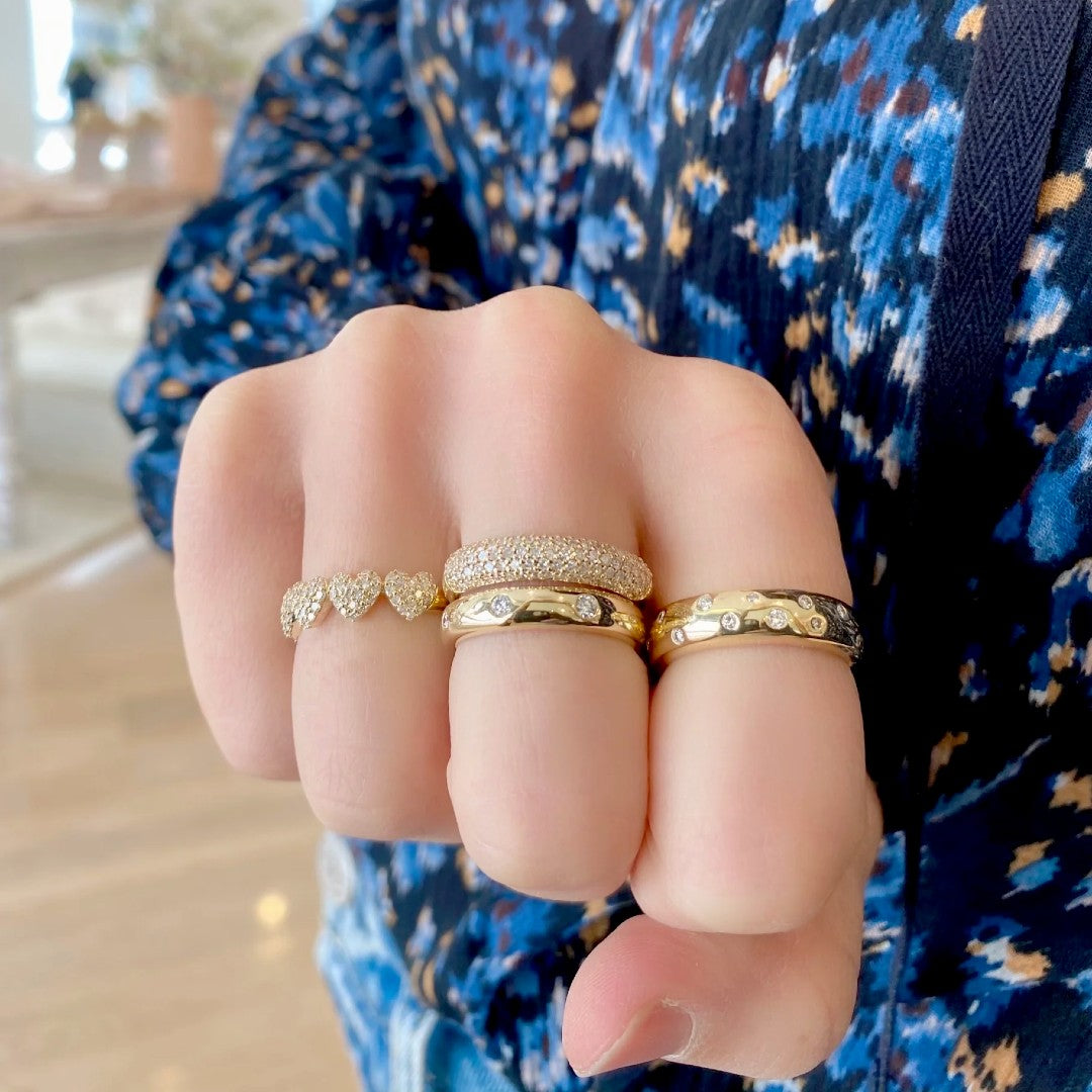 Rachel Reid Triple Diamond Domed Band Ring