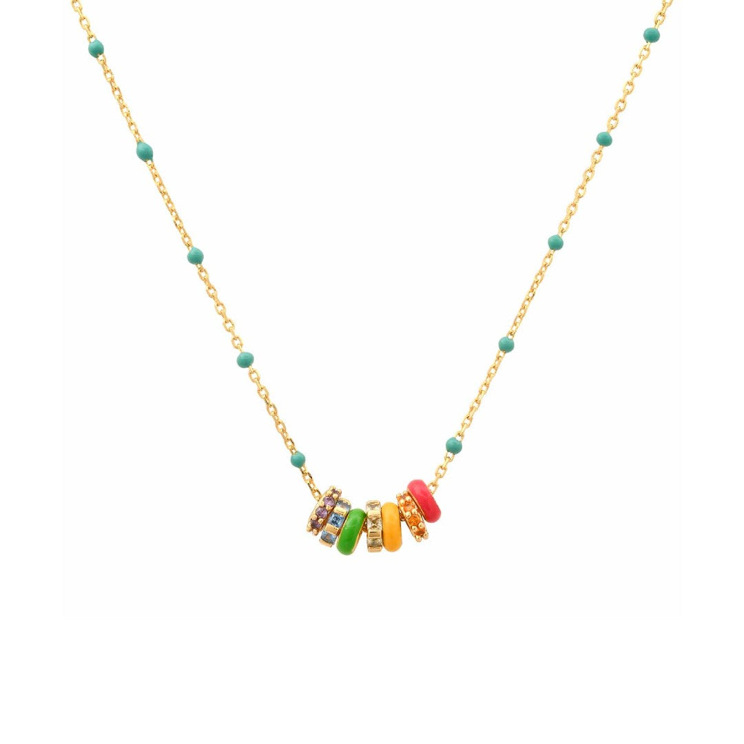 Rainbow Enamel Charm Necklace