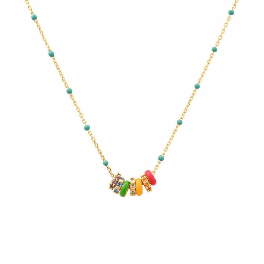 Rainbow Enamel Charm Necklace