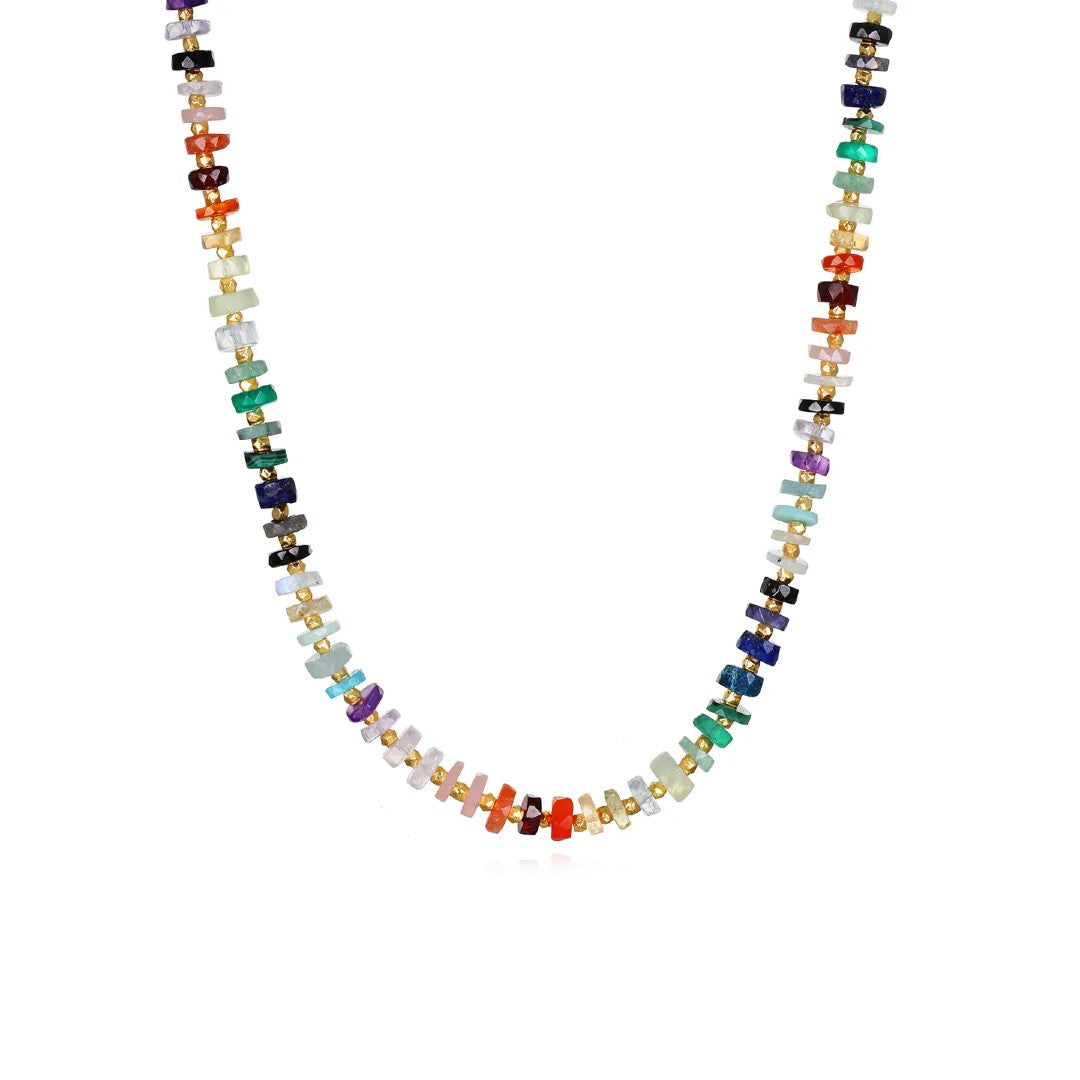 Rainbow Heishi Gemstone Necklace