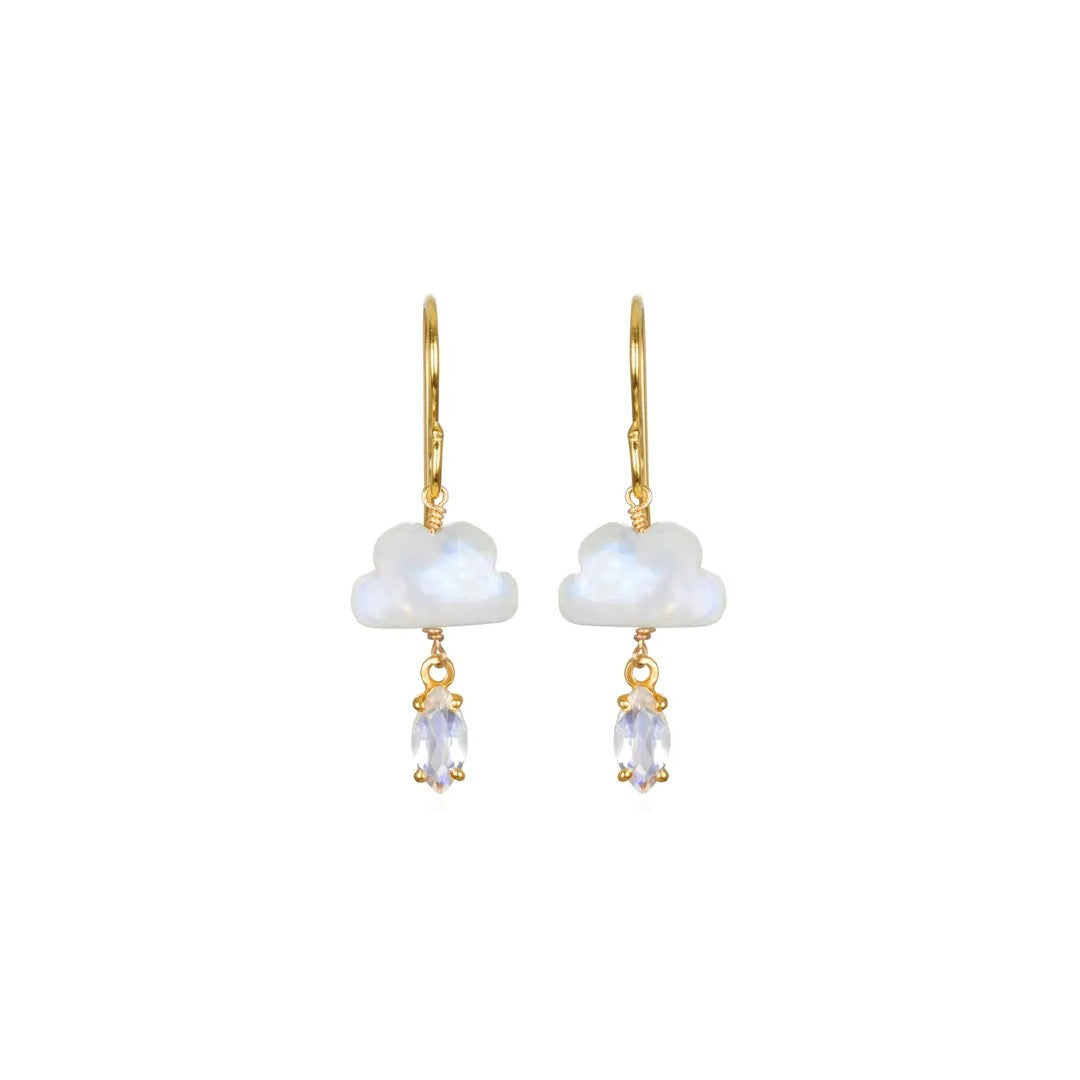 Rainbow Moonstone Cloud Dangle Earrings
