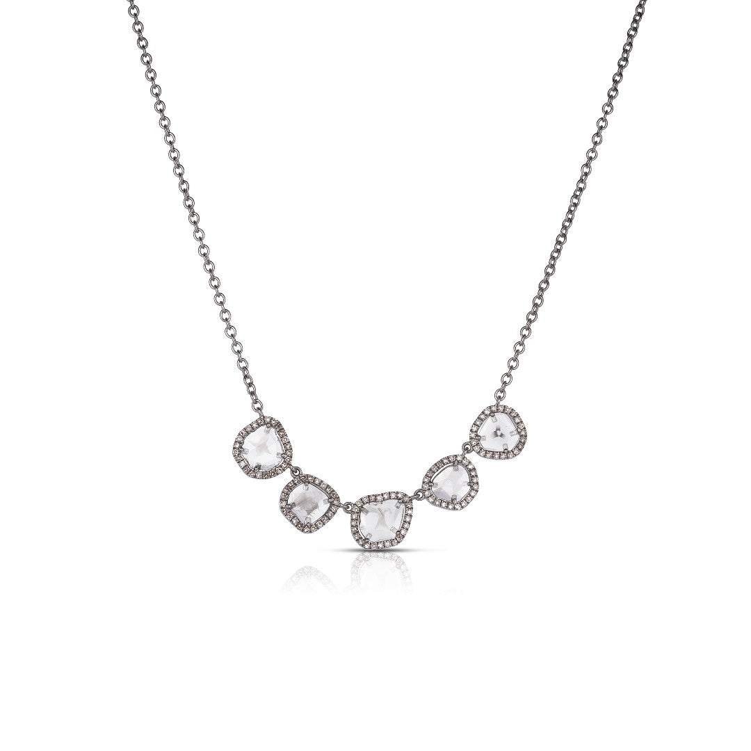 Tara Mikolay Raw Diamond Five Slice Pendant Necklace