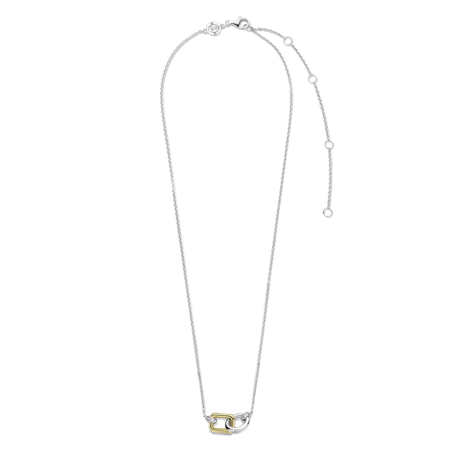 Ti Sento Milano Rectangle & Circle Interlocking Necklace