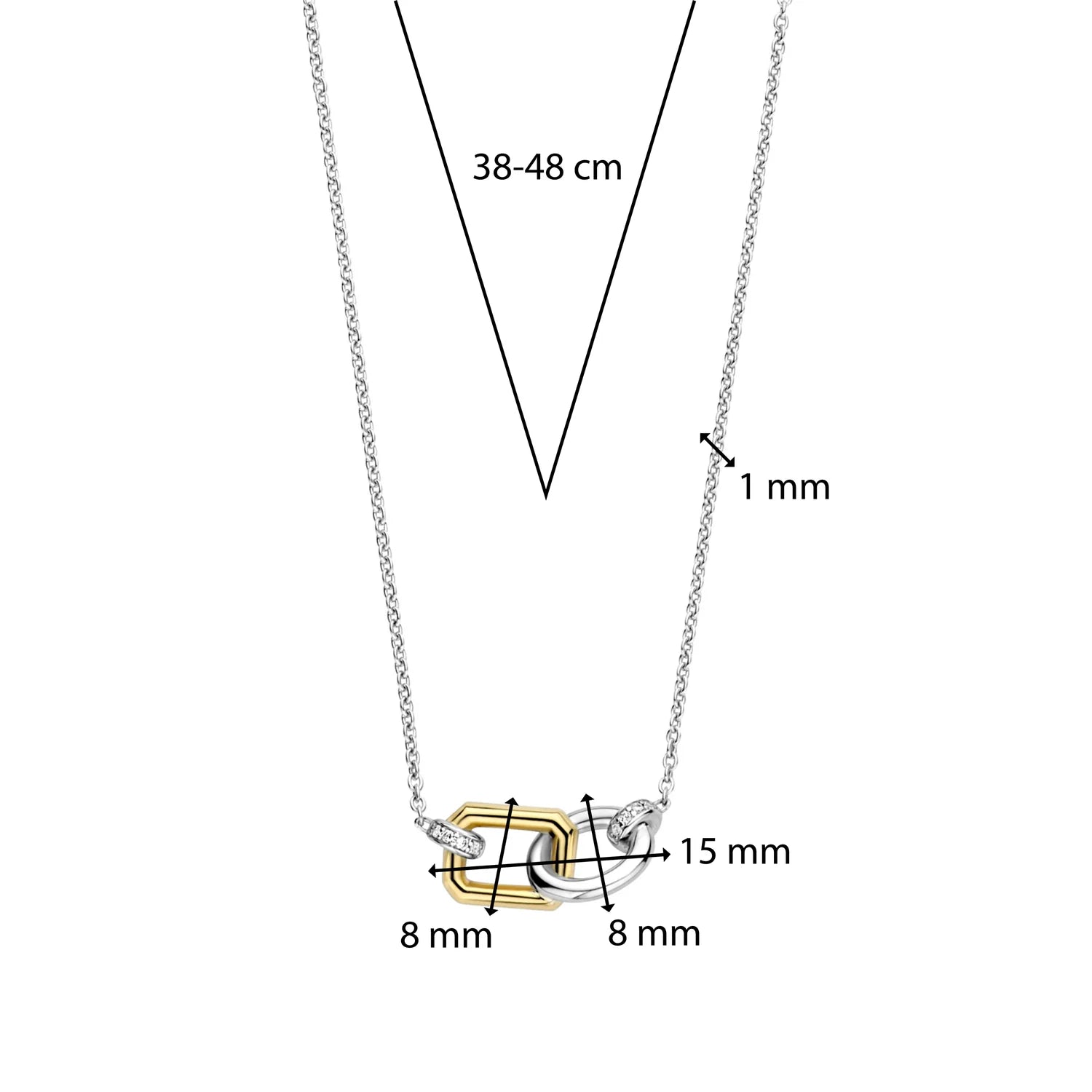 Ti Sento Milano Rectangle & Circle Interlocking Necklace