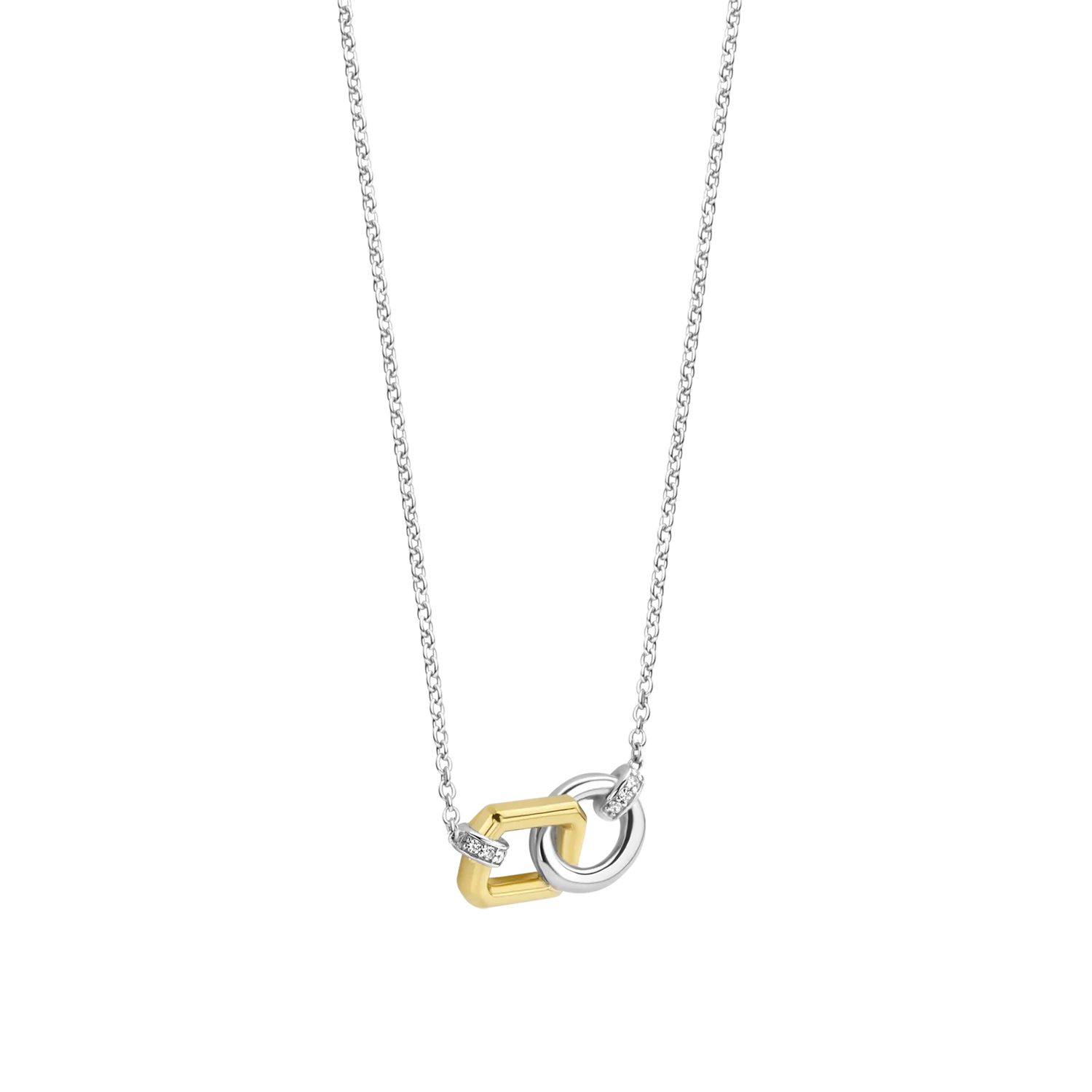 Ti Sento Milano Rectangle & Circle Interlocking Necklace