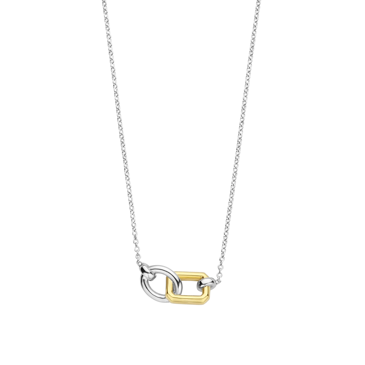 Ti Sento Milano Rectangle & Circle Interlocking Necklace