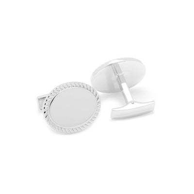 Rope Border Oval Sterling Silver Cufflinks